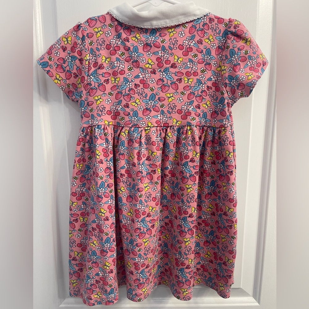 JoJo Maman Bebe Pink Dress with Floral Print and White Collar - Picture 4 of 4